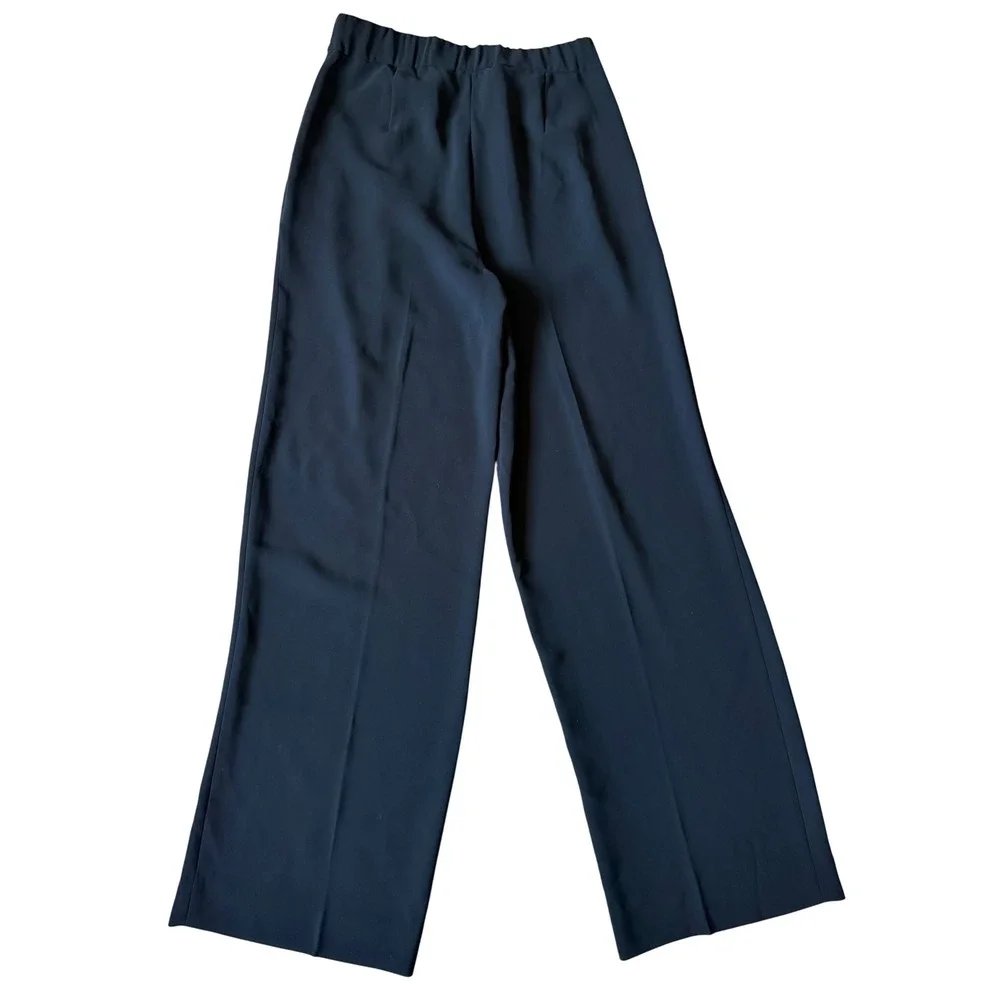 J.CREW Wide Leg Pleated Pants Matte Crepe NEW H2815 Black size 8